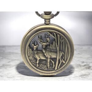 Deer Pocket Watch NEW Gift for Hunter Outdoors Nature Lover Vintage Bronze Look